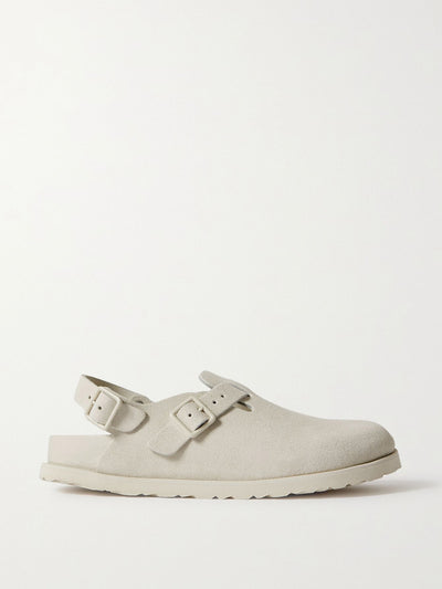 Birkenstock 1774 Tokio suede clogs in off-white at Collagerie