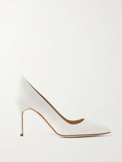 Manolo Blahnik BB 90 linen pumps at Collagerie