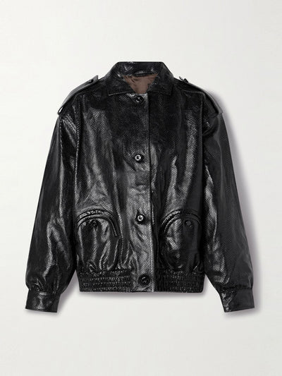 Blazé Milano Charlie snake-effect leather jacket at Collagerie