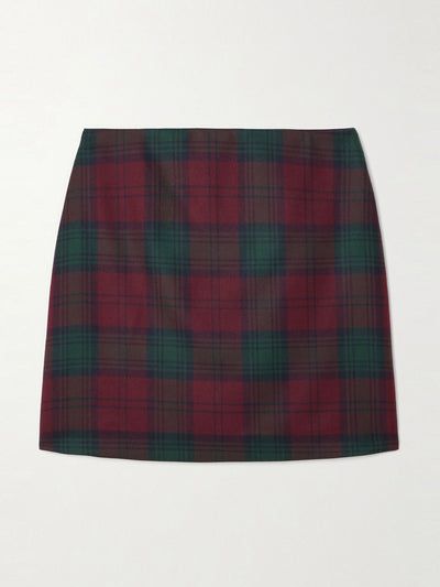 Blazé Milano Coci velvet-trimmed checked wool mini skirt at Collagerie