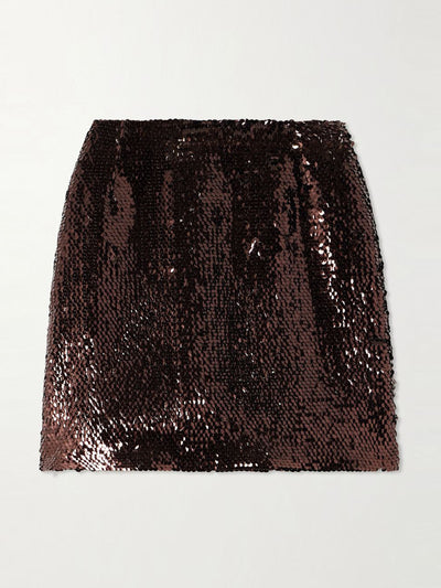 Blazé Milano Tropicana Coci velvet-trimmed sequined crepe mini skirt at Collagerie