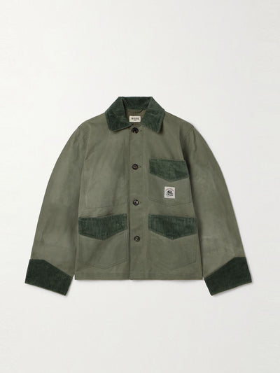 Bode Corduroy-trimmed waxed-cotton jacket at Collagerie