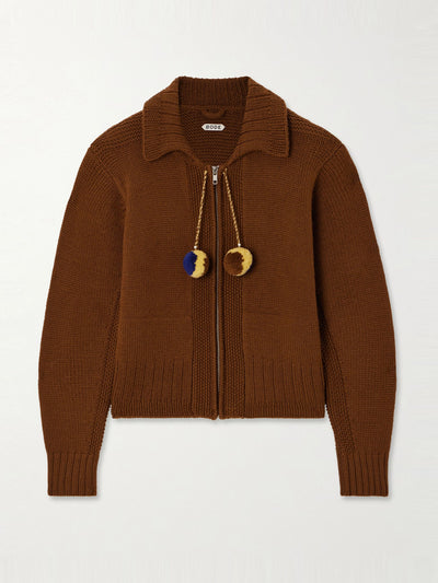 Bode Marion pompom-detailed wool cardigan at Collagerie