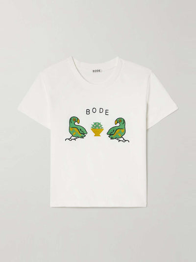 Bode Twin Parakeet embroidered cotton-jersey T-shirt at Collagerie