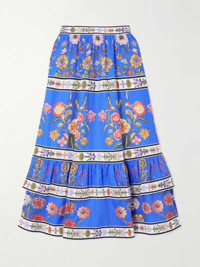Borgo De Nor Paulina printed cotton-poplin midi skirt at Collagerie