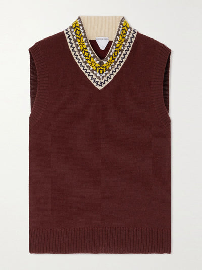 Bottega Veneta Wool gilet with jacquard collar at Collagerie