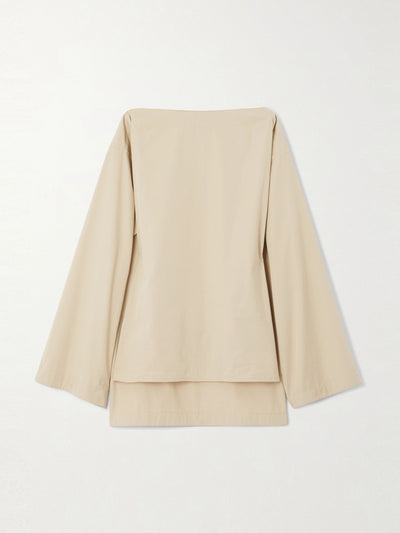 Bottega Veneta Asymmetric draped cotton and silk-blend top at Collagerie