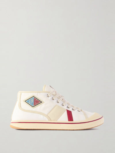 Bottega Veneta Eliot appliquéd leather-trimmed canvas sneakers at Collagerie