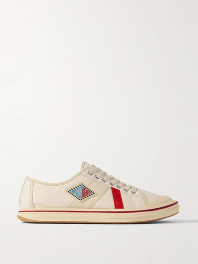 Bottega Veneta Eliot appliquéd leather-trimmed canvas sneakers at Collagerie