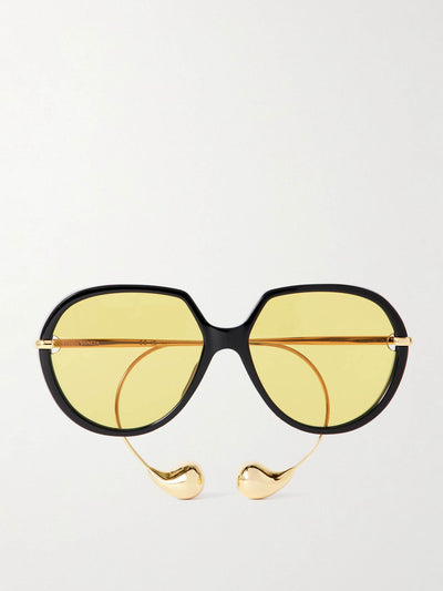 Bottega Veneta Eyewear Drop round-frame acetate and gold-tone sunglasses at Collagerie