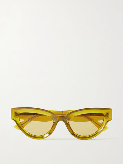 Bottega Veneta Eyewear Yellow cat-eye acetate sunglasses at Collagerie