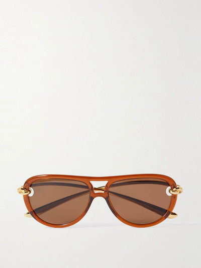 Bottega Veneta Eyewear New Knot aviator-style acetate and gold-tone sunglasses at Collagerie