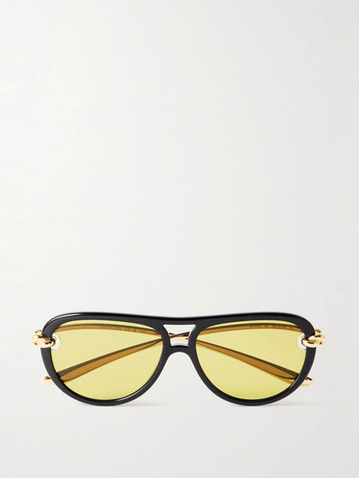 Bottega Veneta Eyewear New Knot aviator-style acetate and gold-tone sunglasses at Collagerie