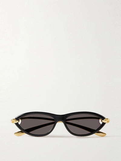 Bottega Veneta Eyewear New Knot cat-eye acetate and gold-tone sunglasses at Collagerie