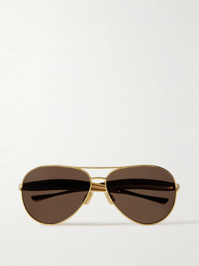 Bottega Veneta Sardine aviator-style gold-tone sunglasses at Collagerie