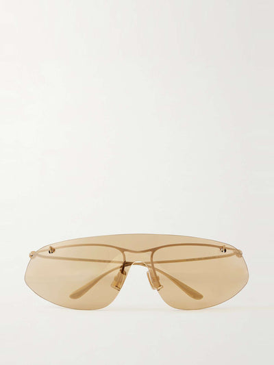 Bottega Veneta Eyewear Knot rimless D-frame gold-tone sunglasses at Collagerie