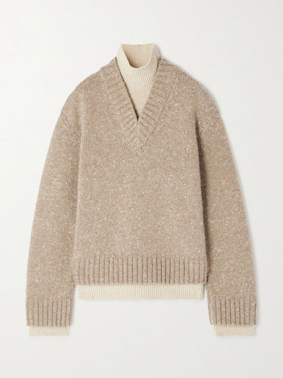 Bottega Veneta Layered wool-blend turtleneck sweater at Collagerie