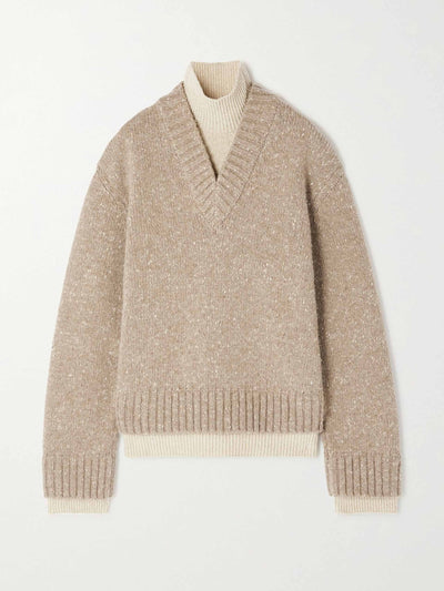 Bottega Veneta Layered wool-blend turtleneck sweater at Collagerie