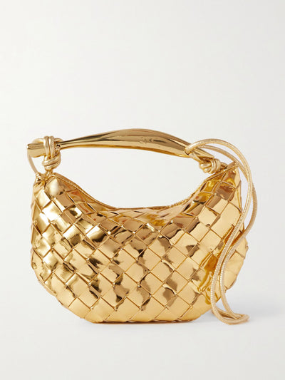 Bottega Veneta Sardine mini intrecciato metallic leather shoulder bag at Collagerie