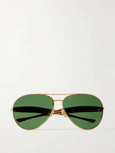 Bottega Veneta Eyewear Sardine aviator-style gold-tone sunglasses at Collagerie