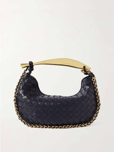 Bottega Veneta Sardine With Chain small intrecciato leather shoulder bag at Collagerie