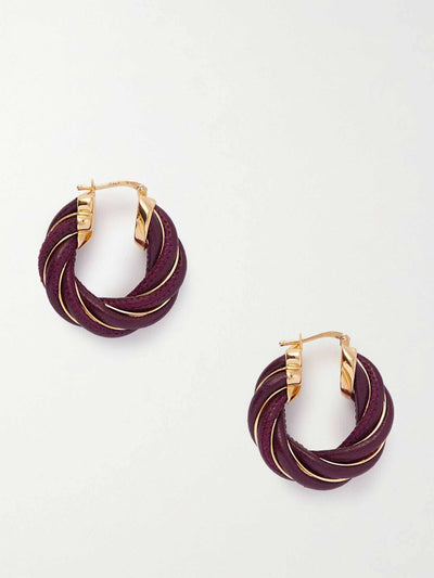 Bottega Veneta Twist gold-tone and leather hoop earrings at Collagerie