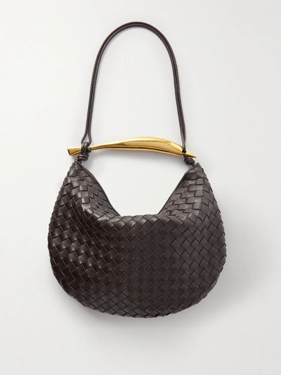 Bottega Veneta Dark brown intrecciato leather shoulder bag at Collagerie