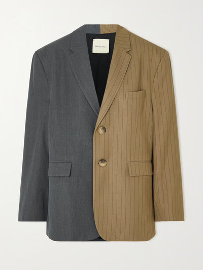 Bouguessa Oversized two-tone wool-blend blazer at Collagerie