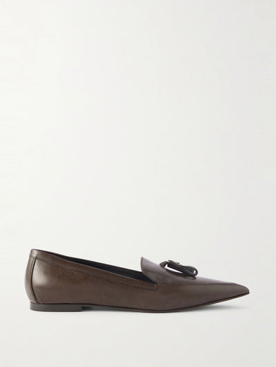 Brunello Cucinelli Bead-embellished tassled leather loafers at Collagerie