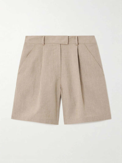 Brunello Cucinelli Pleated linen and wool-blend shorts at Collagerie