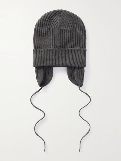 Brunello Cucinelli Ribbed cashmere grey hat at Collagerie