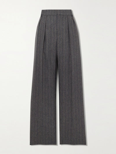 Beare Park Striped pleated wool-blend wide-leg trousers at Collagerie