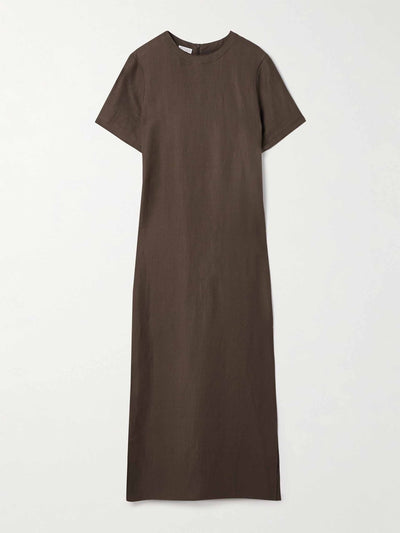 Brunello Cucinelli Bead-embellised twill midi dress at Collagerie