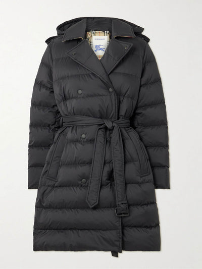 Burberry Belted double-breasted quilted shell down coat at Collagerie