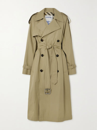 Burberry Belted double-breasted cotton-gabardine trench coat at Collagerie