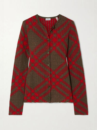 Burberry Checked jacquard-knit sweater at Collagerie