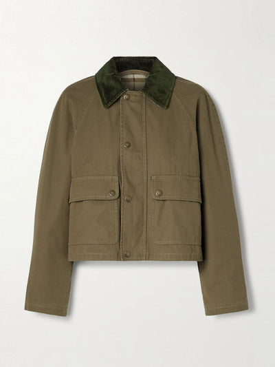 Burberry Corduroy-trimmed cotton-twill jacket at Collagerie