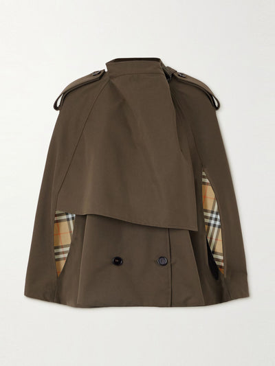 Burberry Double-breasted cotton-gabardine cape at Collagerie