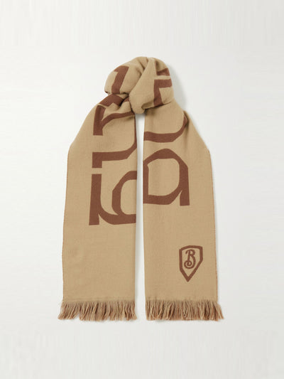 Burberry Fringed printed merino wool scarf at Collagerie