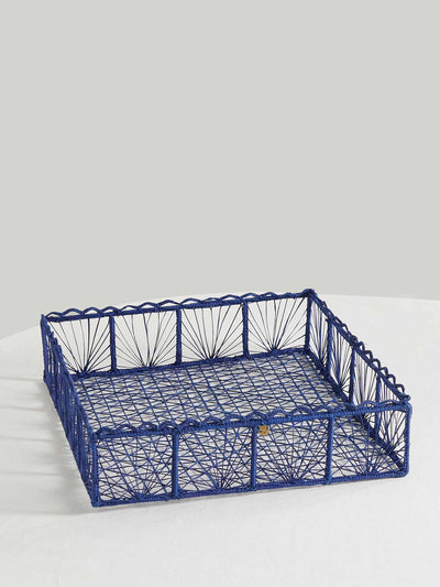 Cabana Navy wicker tray at Collagerie