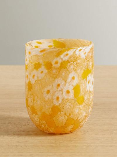 Cabana x Ulla Johnson Orange floral water glass at Collagerie