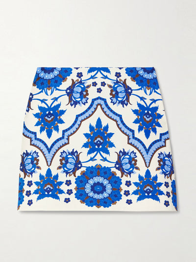 Cara Cara Chrissy printed cotton-blend sateen mini skirt at Collagerie