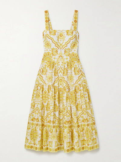 Cara Cara Margarita tiered floral-print cotton-poplin midi dress at Collagerie