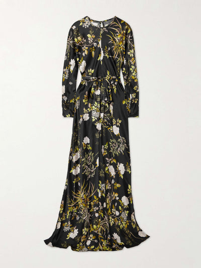 Cara Cara Montgomery belted floral-print hammered-silk maxi dress at Collagerie