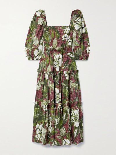 Cara Cara Oriana tiered floral-print cotton-voile midi dress at Collagerie