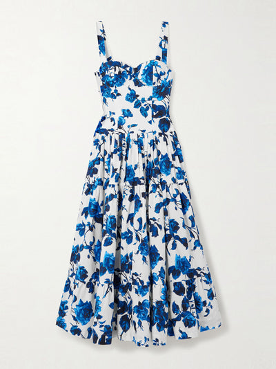 Cara Cara Santiago tiered floral-print cotton-poplin midi dress at Collagerie