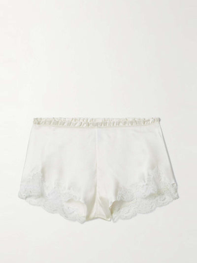 Carine Gilson Floaty lace-trimmed silk-satin pajama shorts at Collagerie