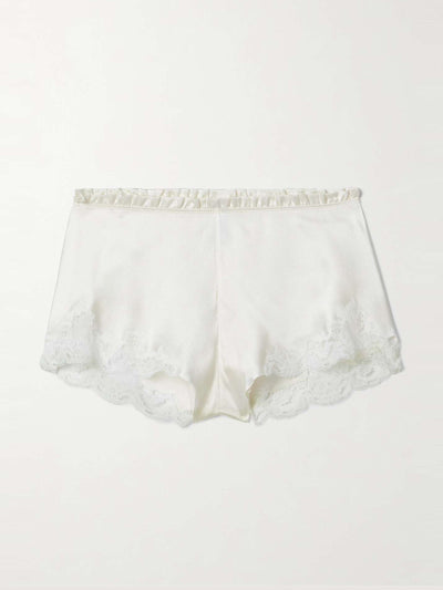 Carine Gilson Floaty lace-trimmed silk-satin pajama shorts at Collagerie