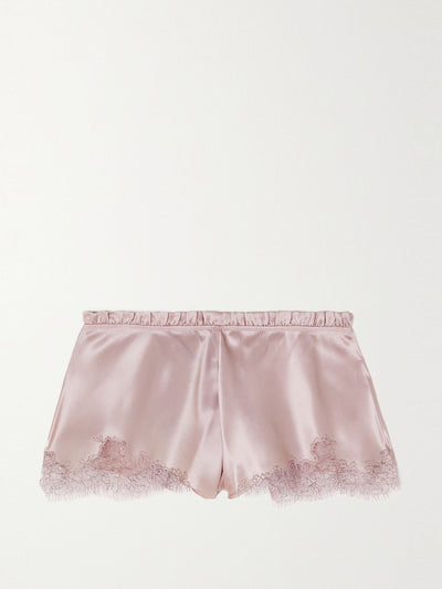 Carine Gilson Lace-trimmed ruffled silk-satin shorts at Collagerie