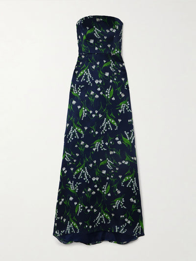 Carolina Herrera Strapless floral-print silk-satin gown at Collagerie